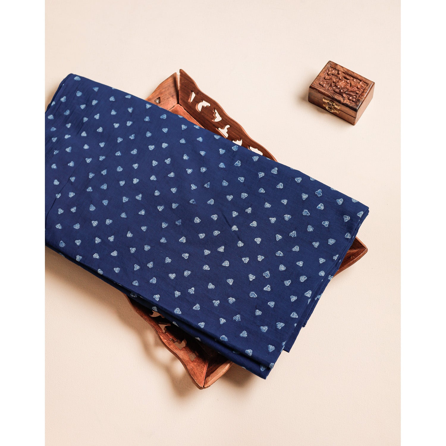 COTTON INDIGO HANDBLOCK PRINTED FABRIC