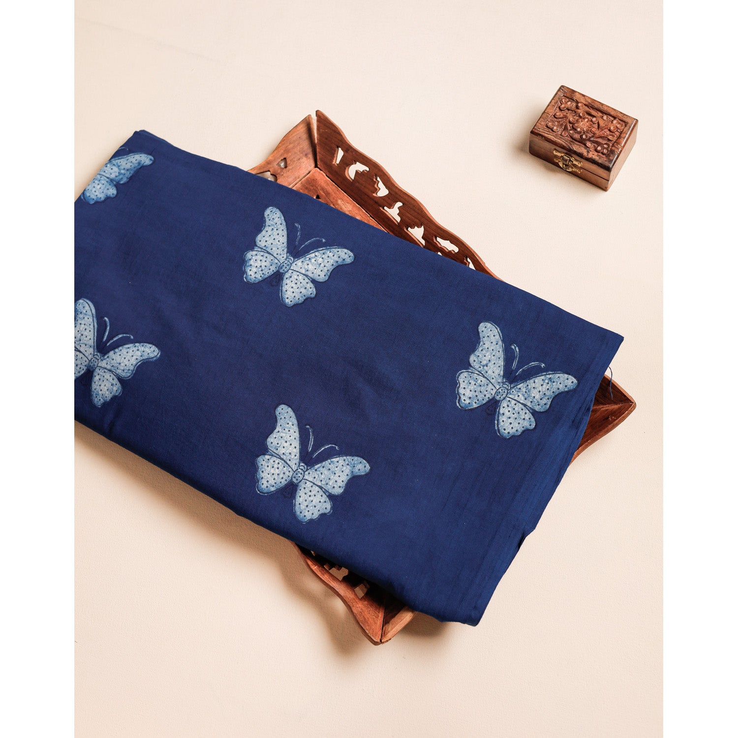 COTTON INDIGO HANDBLOCK PRINTED FABRIC