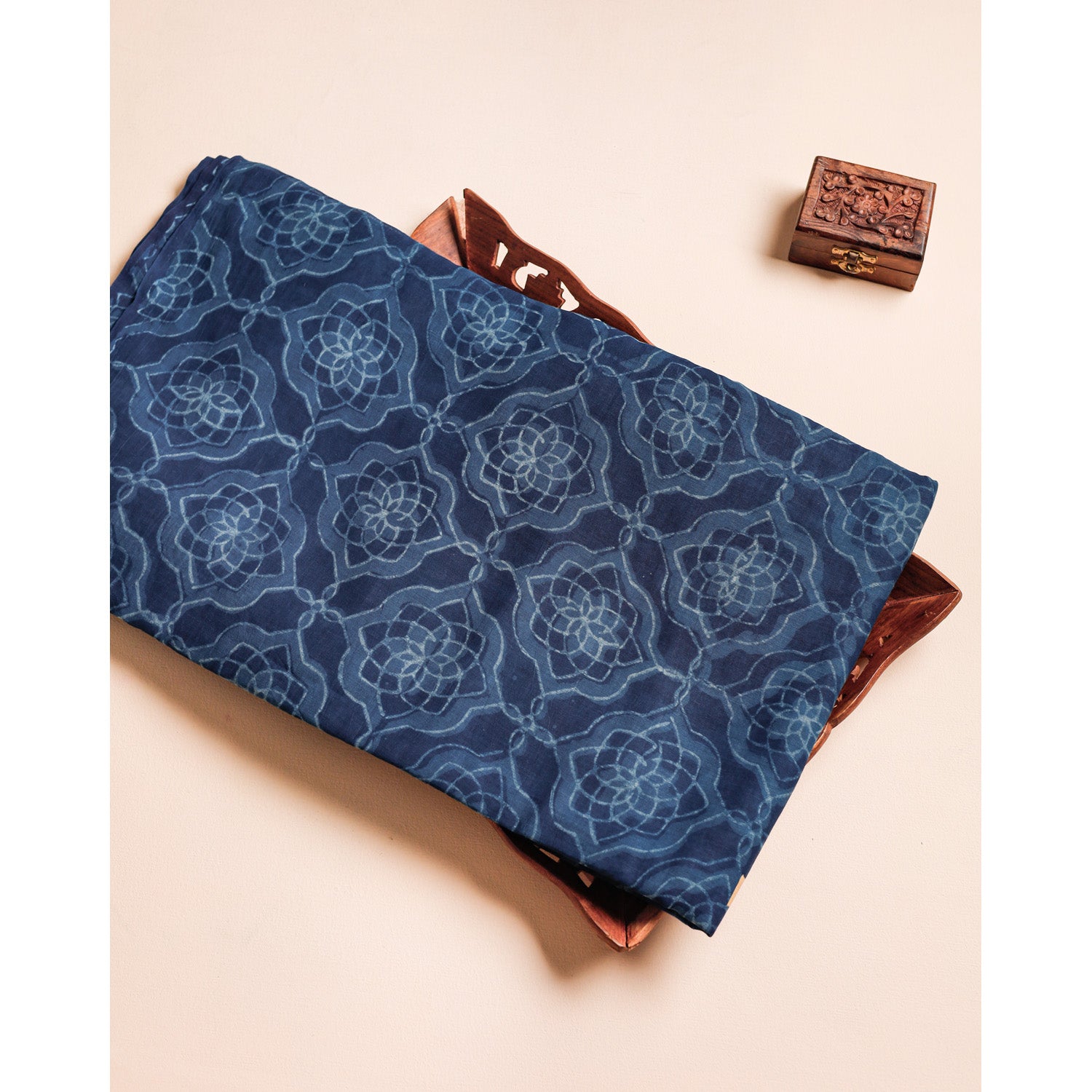 PURE MUL CHANDERI HANDBLOCK PRINTED FABRIC