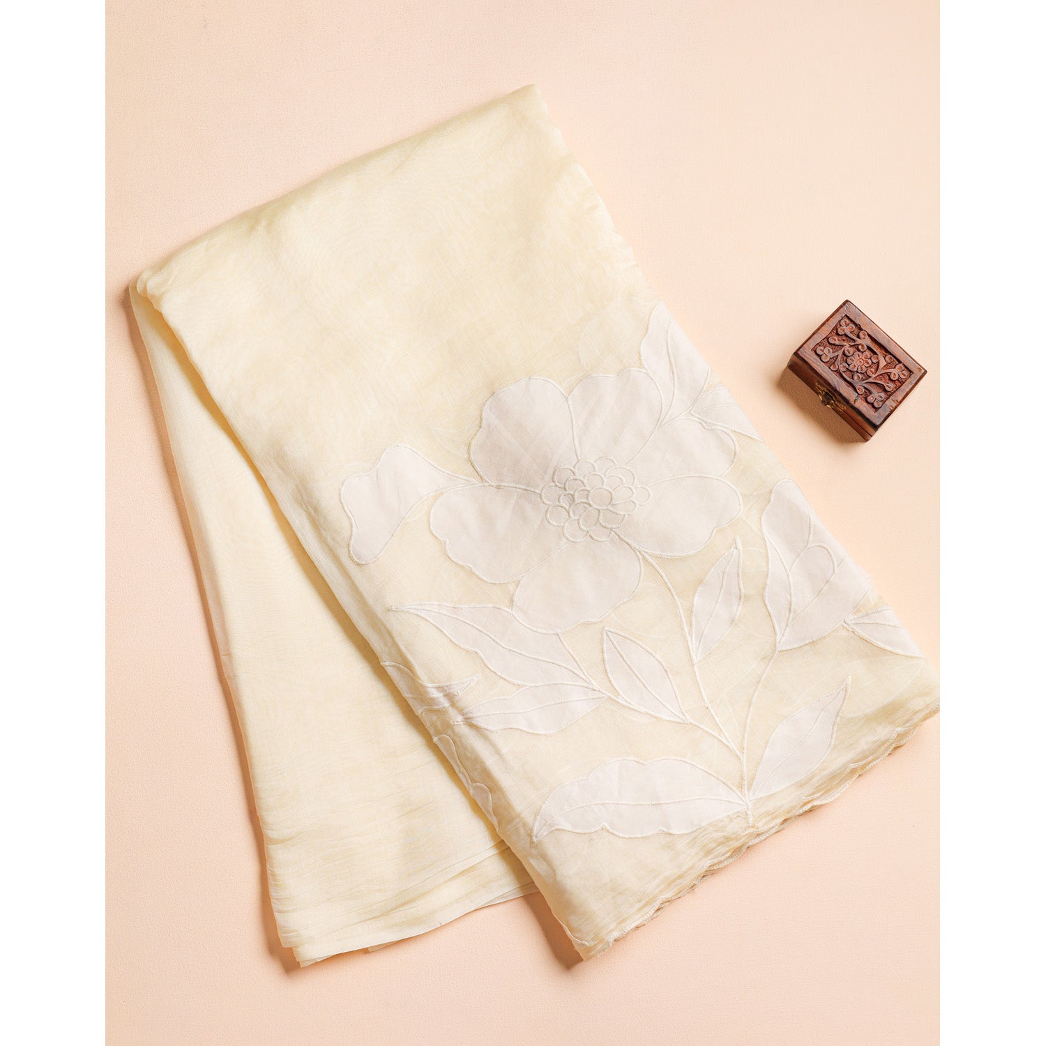 PURE BANARASI MUL CHANDERI APPLIQUE WORK FABRIC