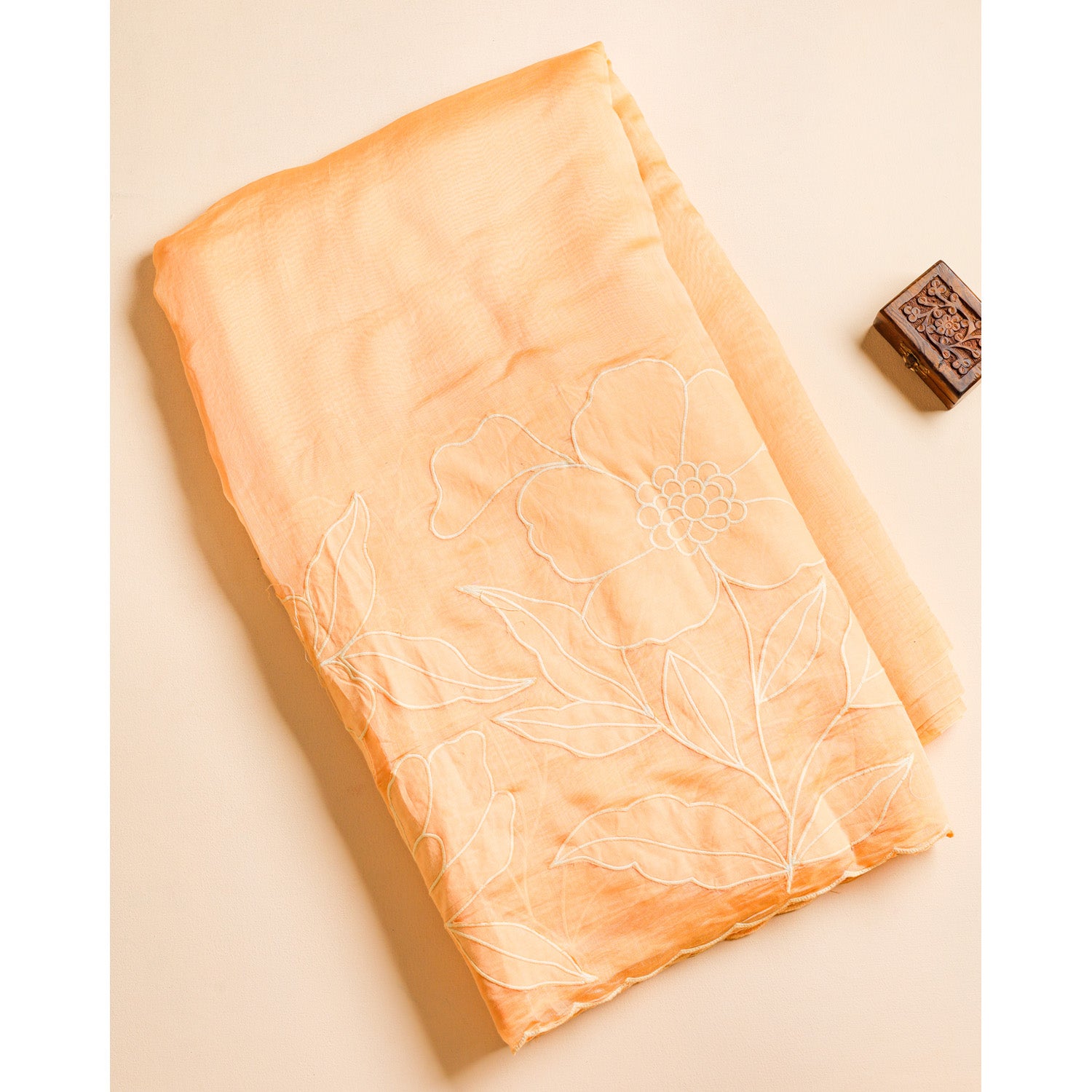 PURE BANARASI MUL CHANDERI APPLIQUE WORK FABRIC