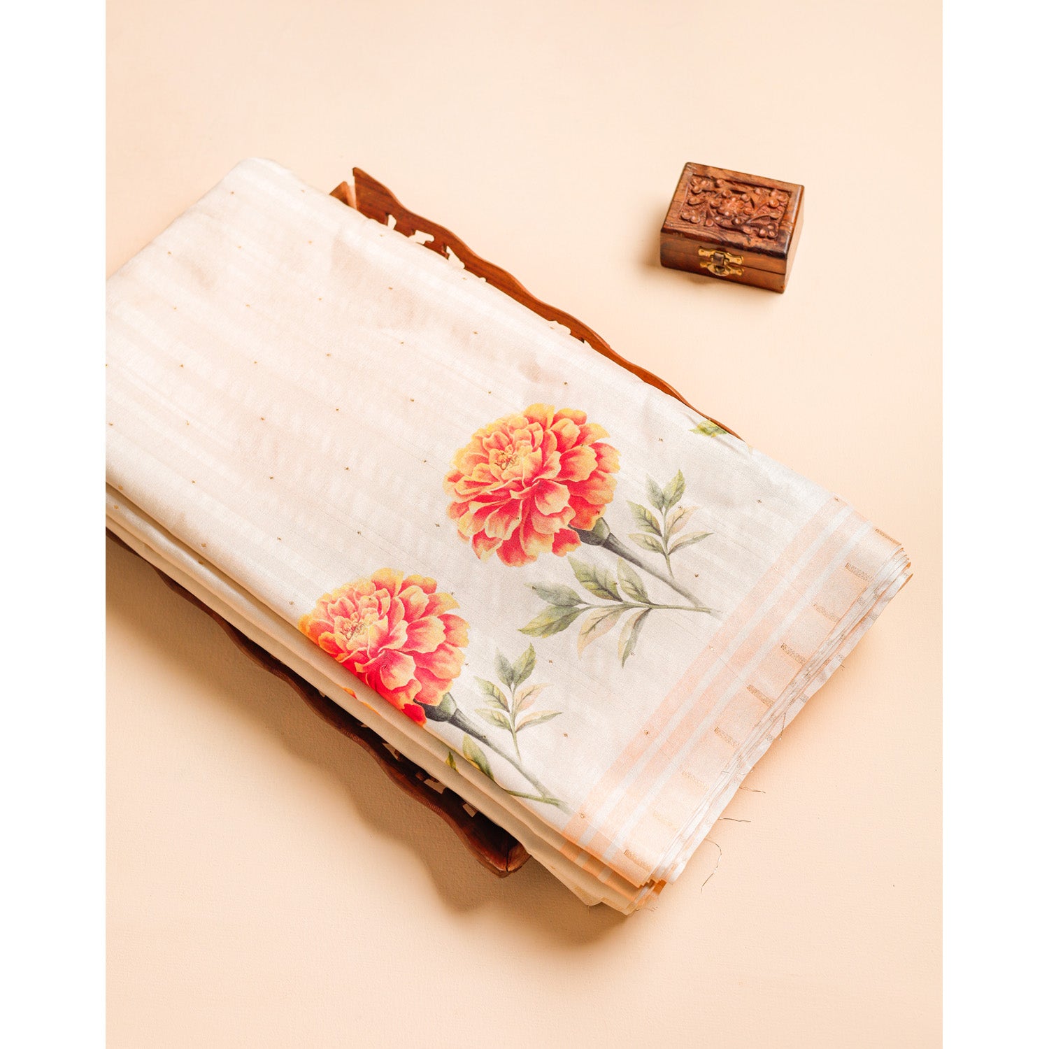 SEMI TUSSAR SILK PRINTED FABRIC