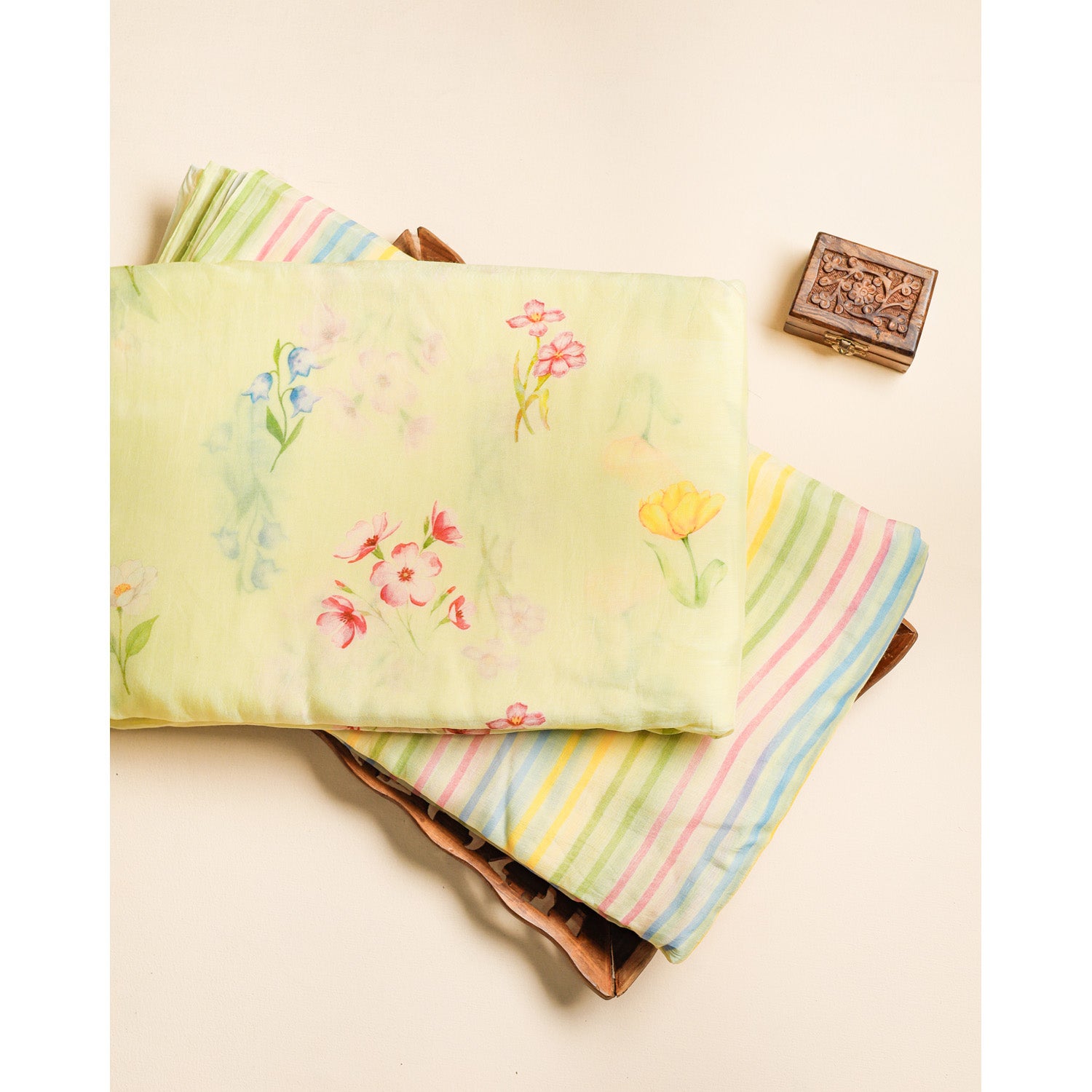 PURE BANARASI MUL CHANDERI PRINTED FABRICS