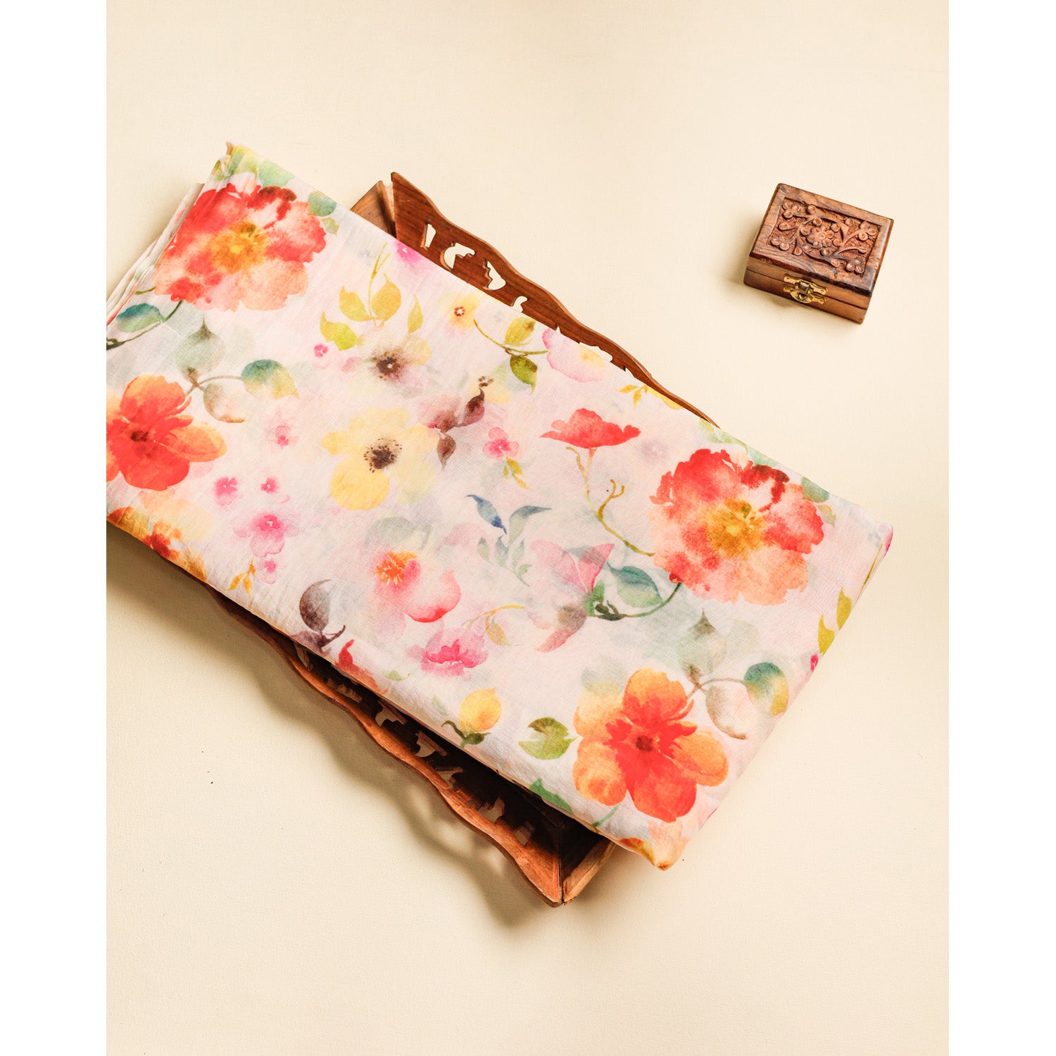 PURE BANARASI MUL CHANDERI PRINTED FABRIC