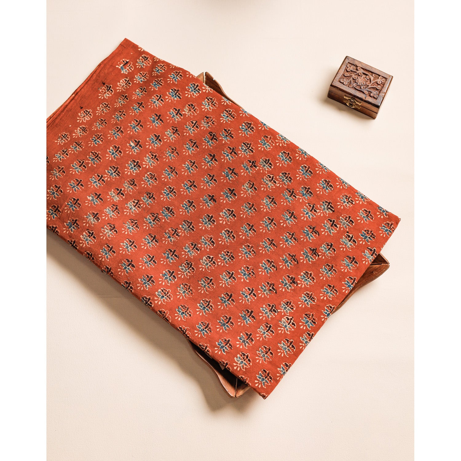 PURE COTTON BLOCK PRINTED AJRAKH FABRIC