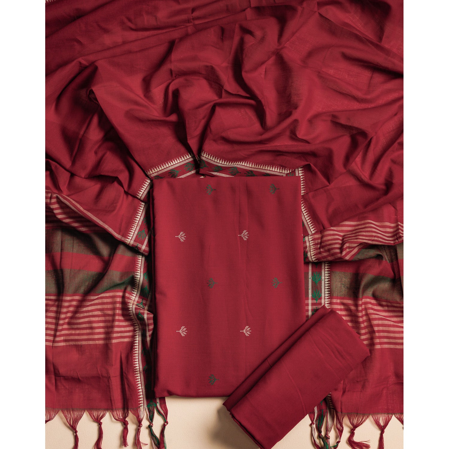 PURE MERCERIZED COTTON HANDLOOM SUIT SET