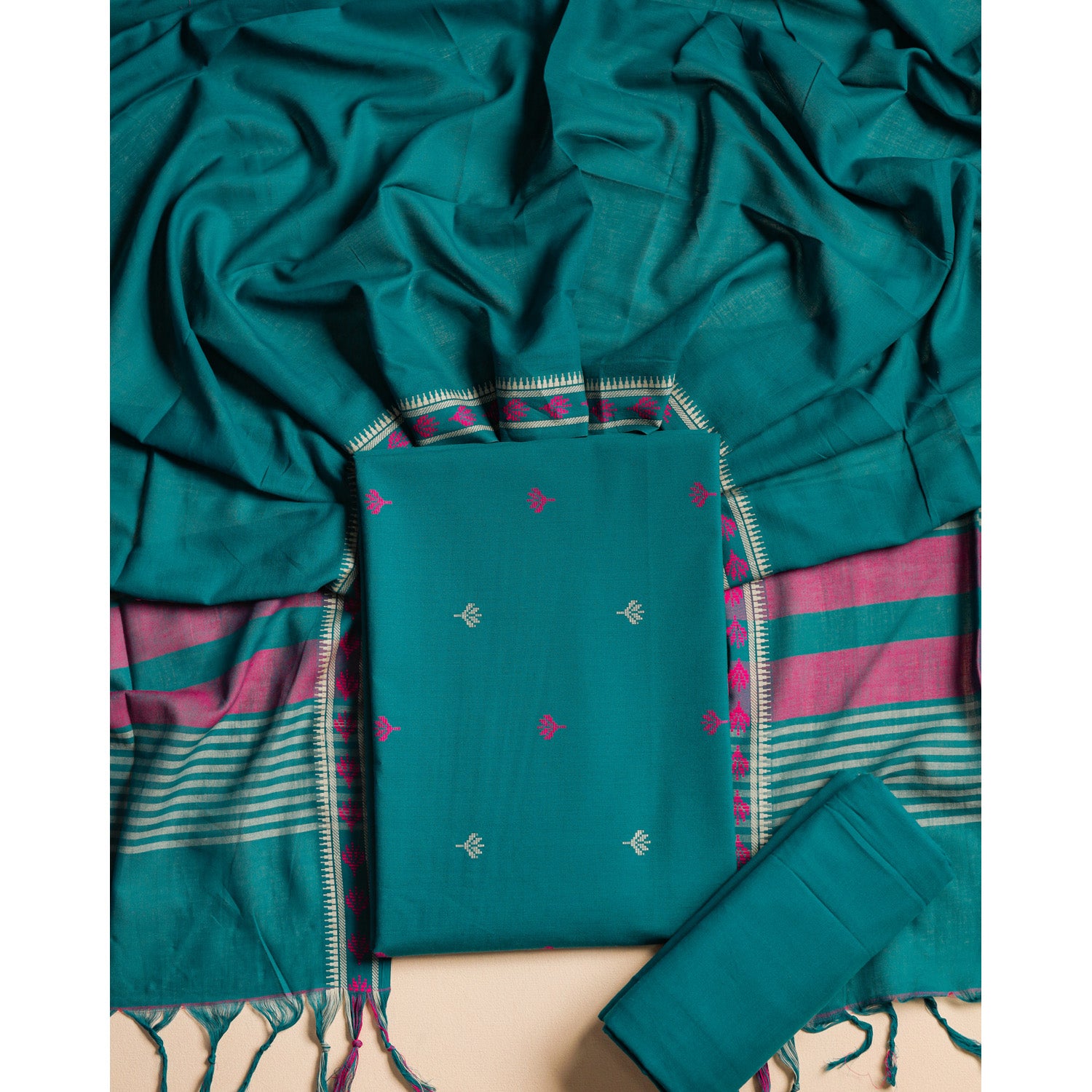PURE MERCERIZED COTTON HANDLOOM SUIT SET