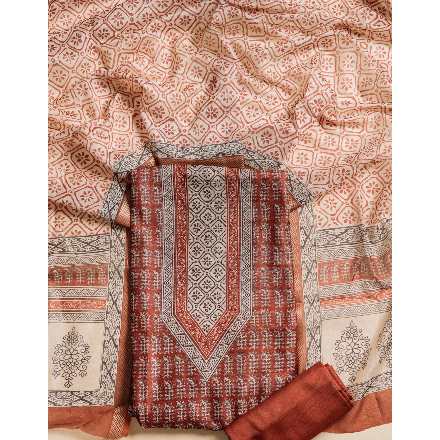CHANDERI PRINTED SUIT SET