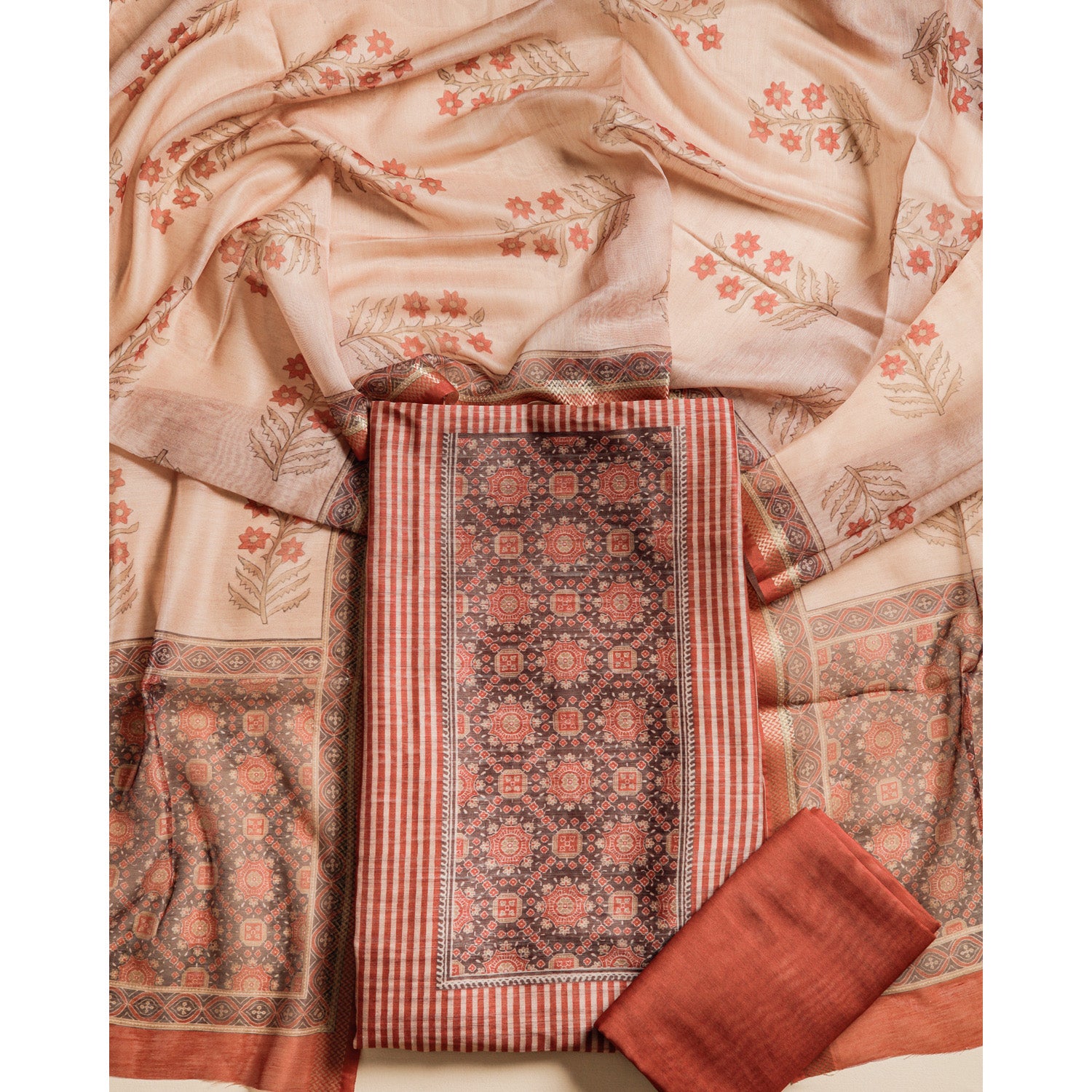 CHANDERI PRINTED SUIT SET