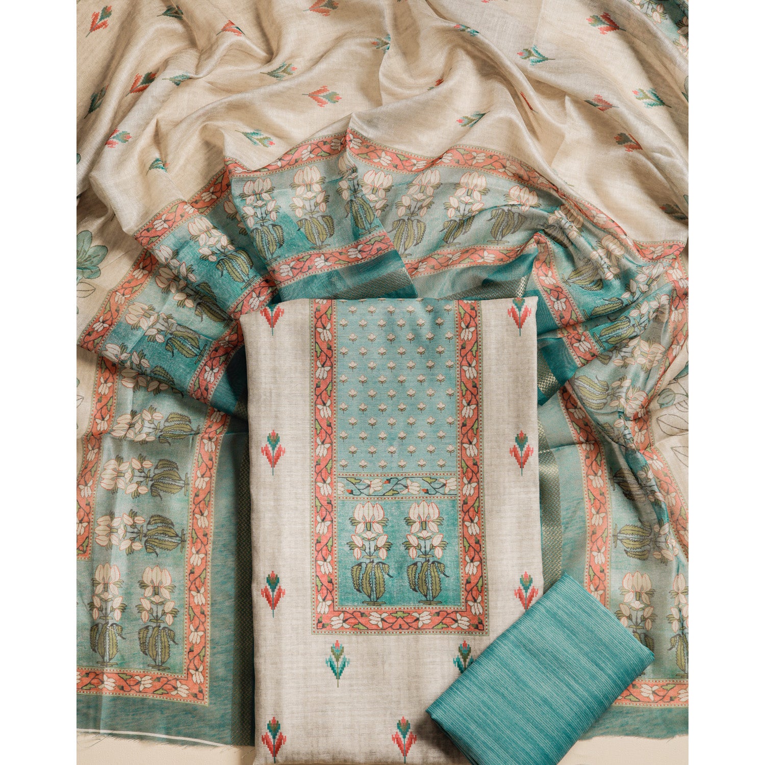CHANDERI PRINTED SUIT SET