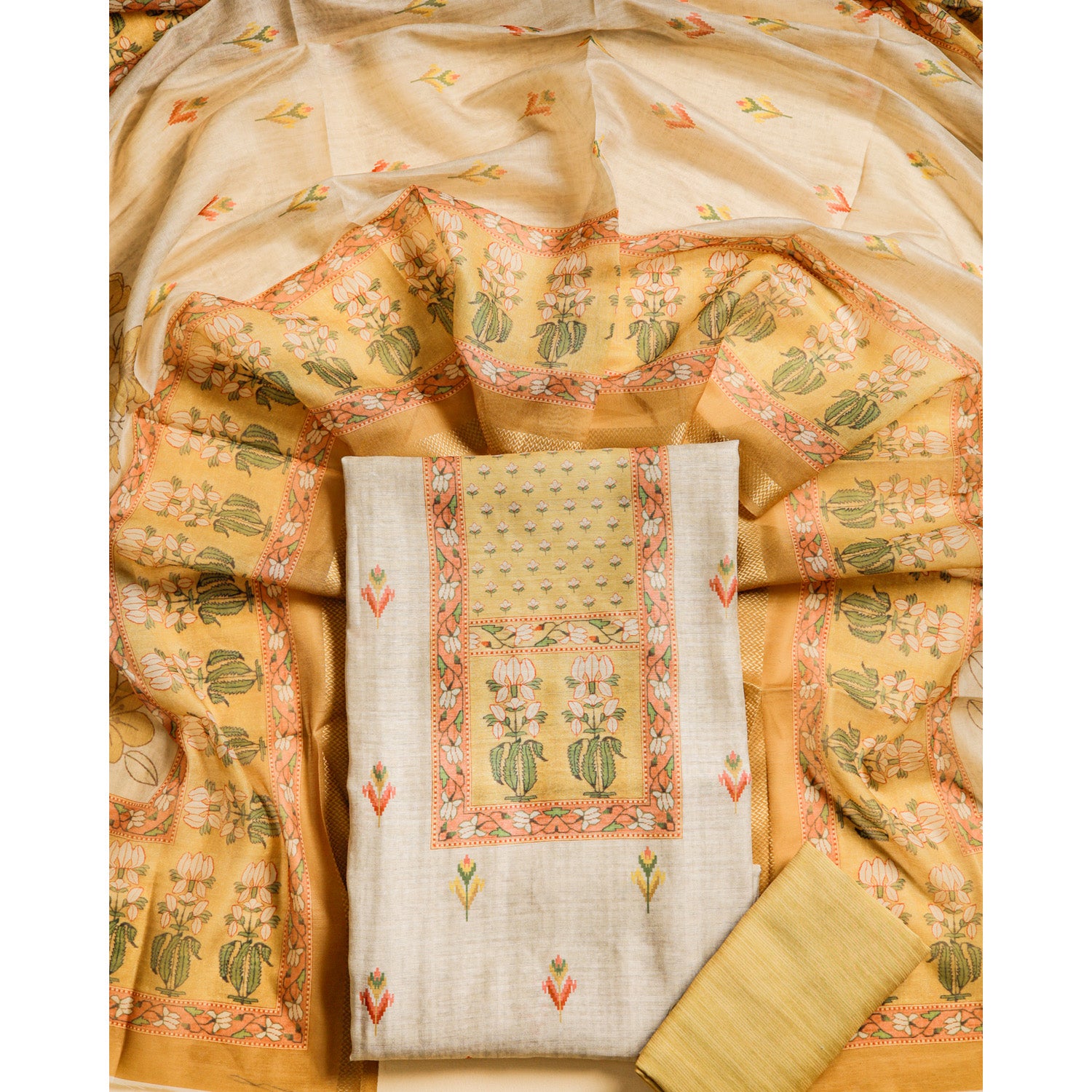 CHANDERI PRINTED SUIT SET