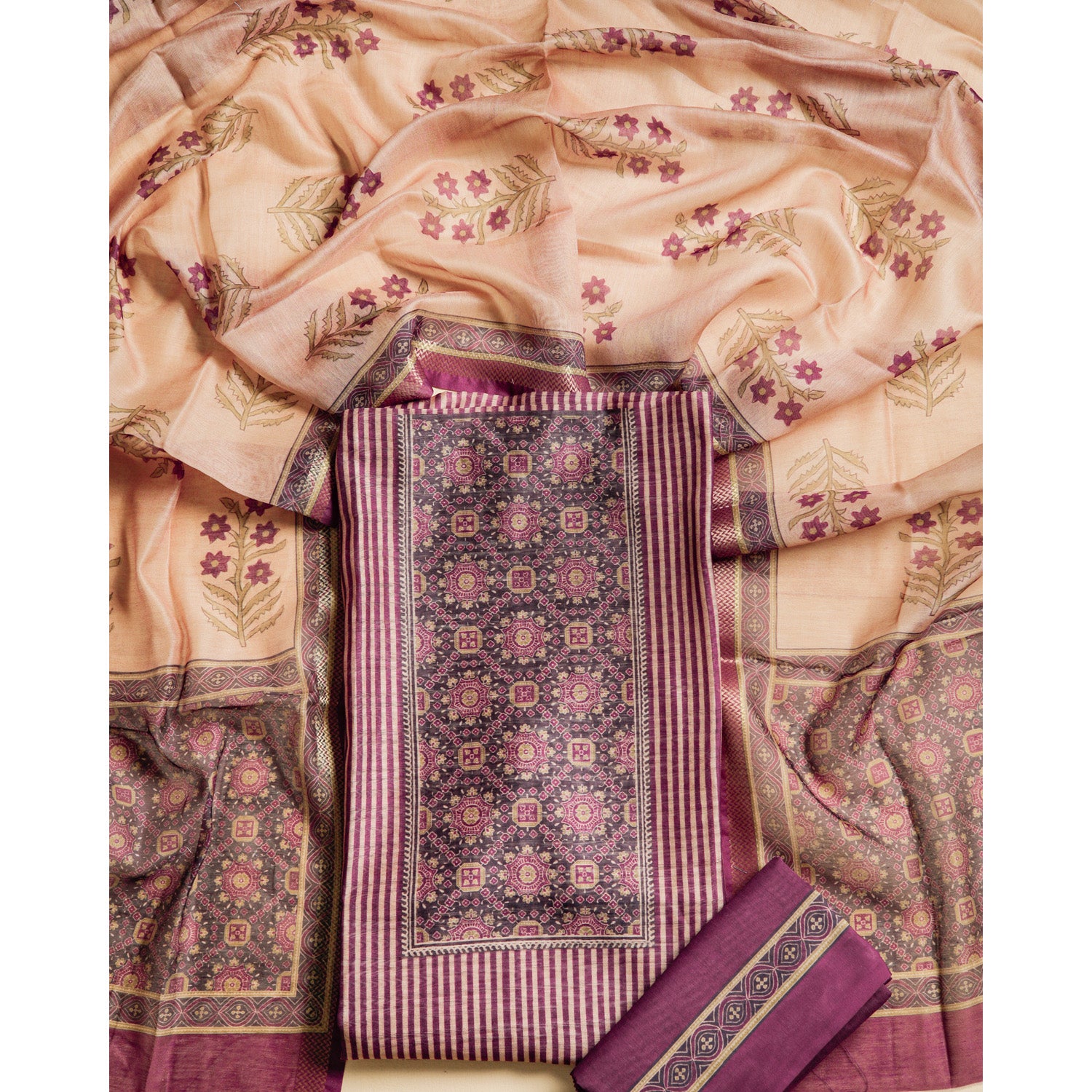 CHANDERI PRINTED SUIT SET