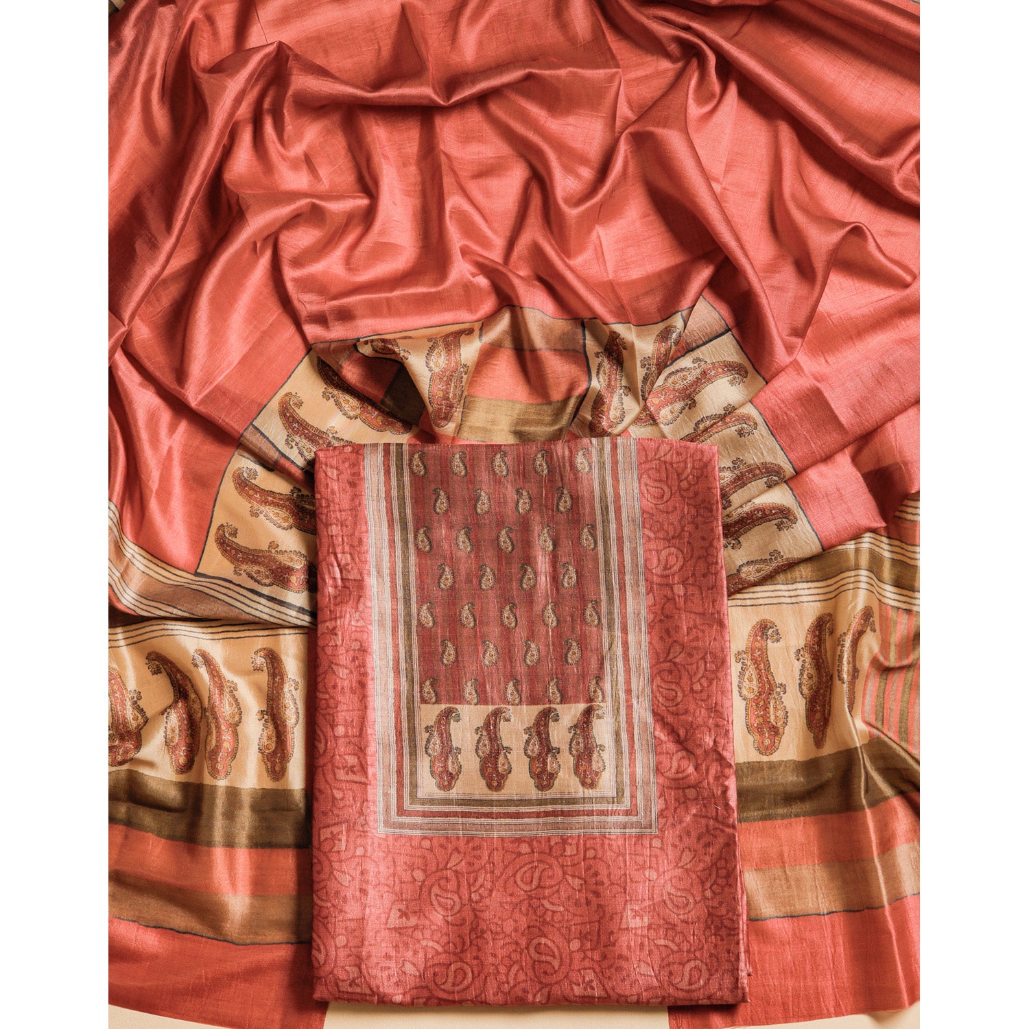 RAW SILK PRINTED SUIT SET