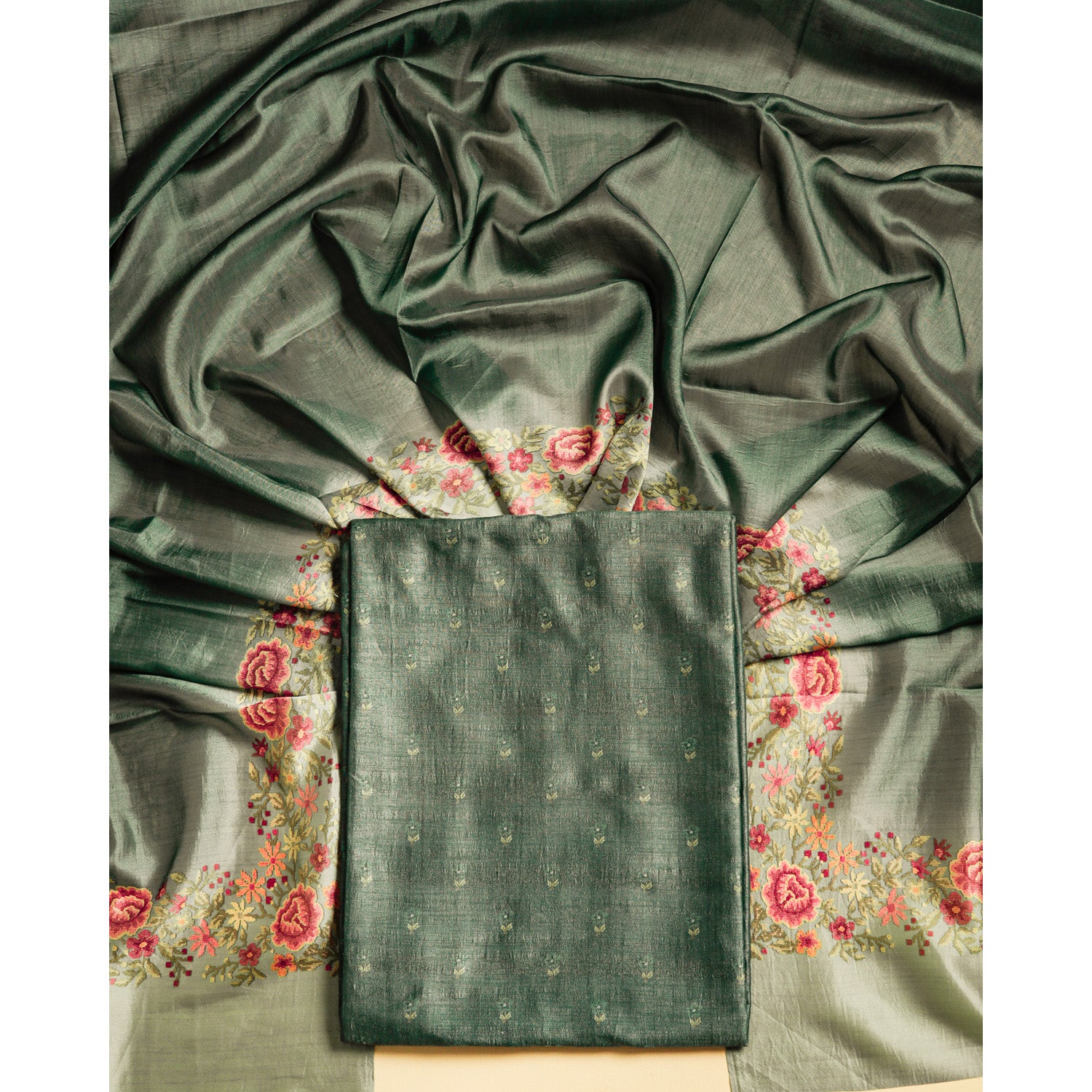RAW SILK PRINTED SUIT SET