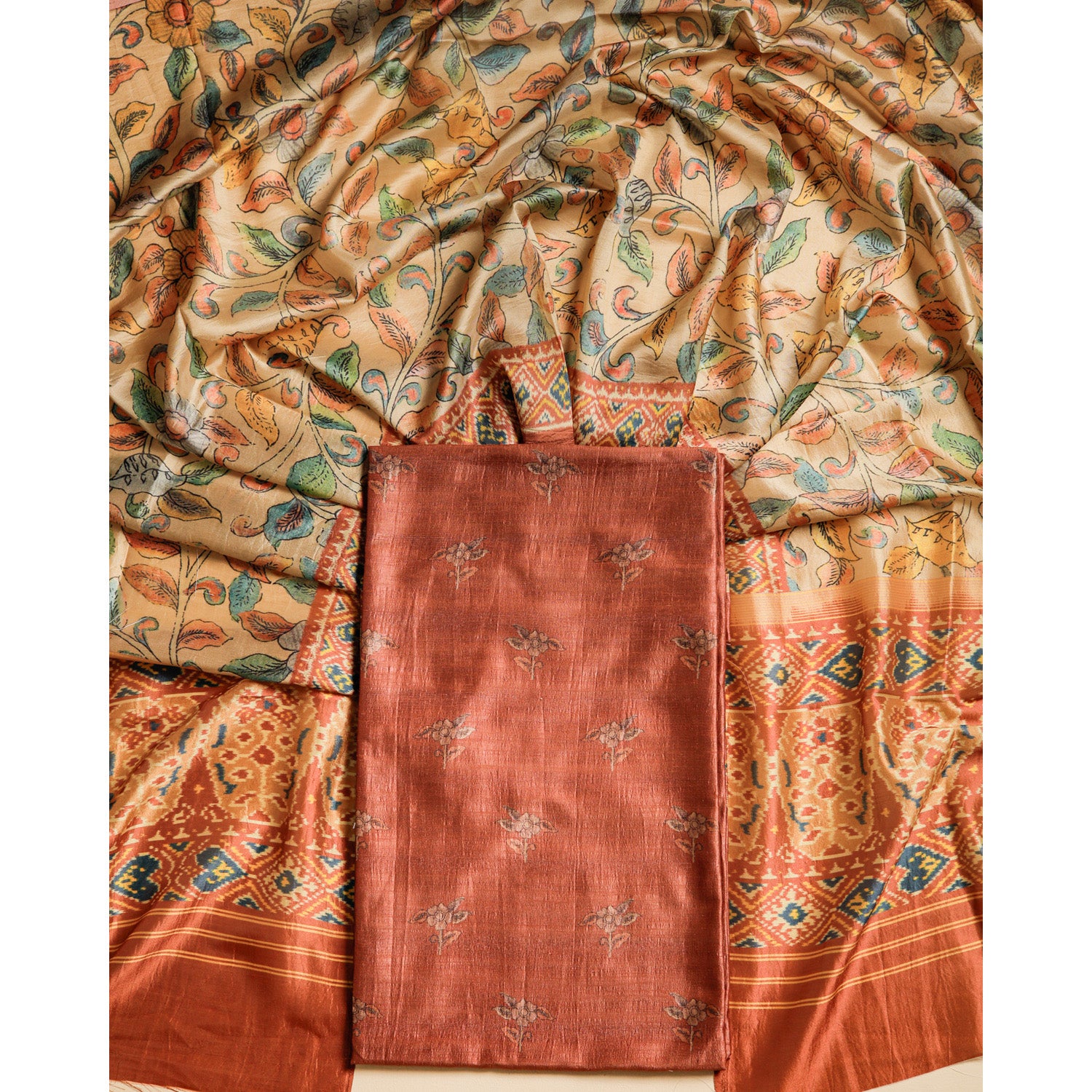 RAW SILK PRINTED SUIT SET