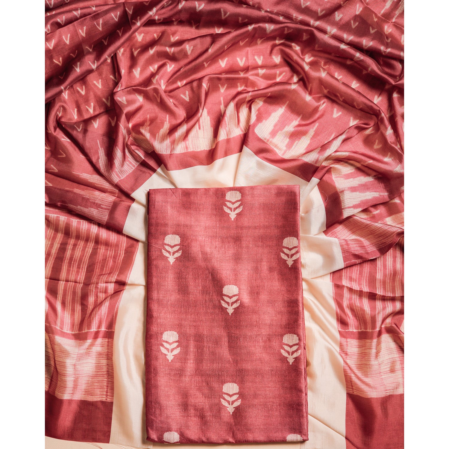 RAW SILK PRINTED SUIT SET