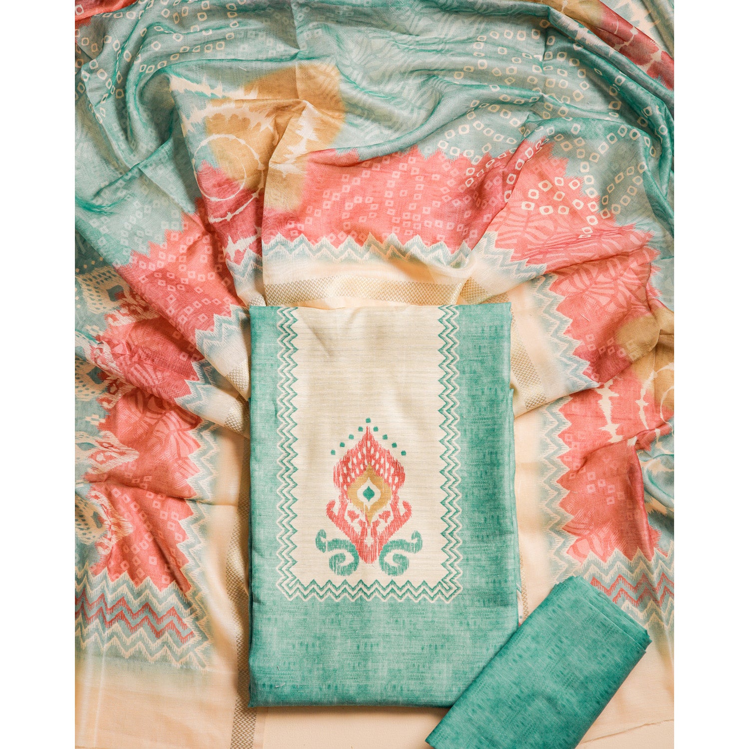 CHANDERI PRINTED SUIT SET
