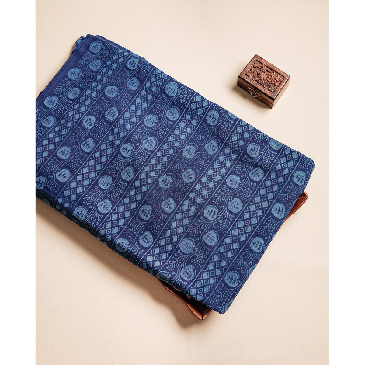 INDIGO HANDBLOCK PRINTED COTTON FABRIC