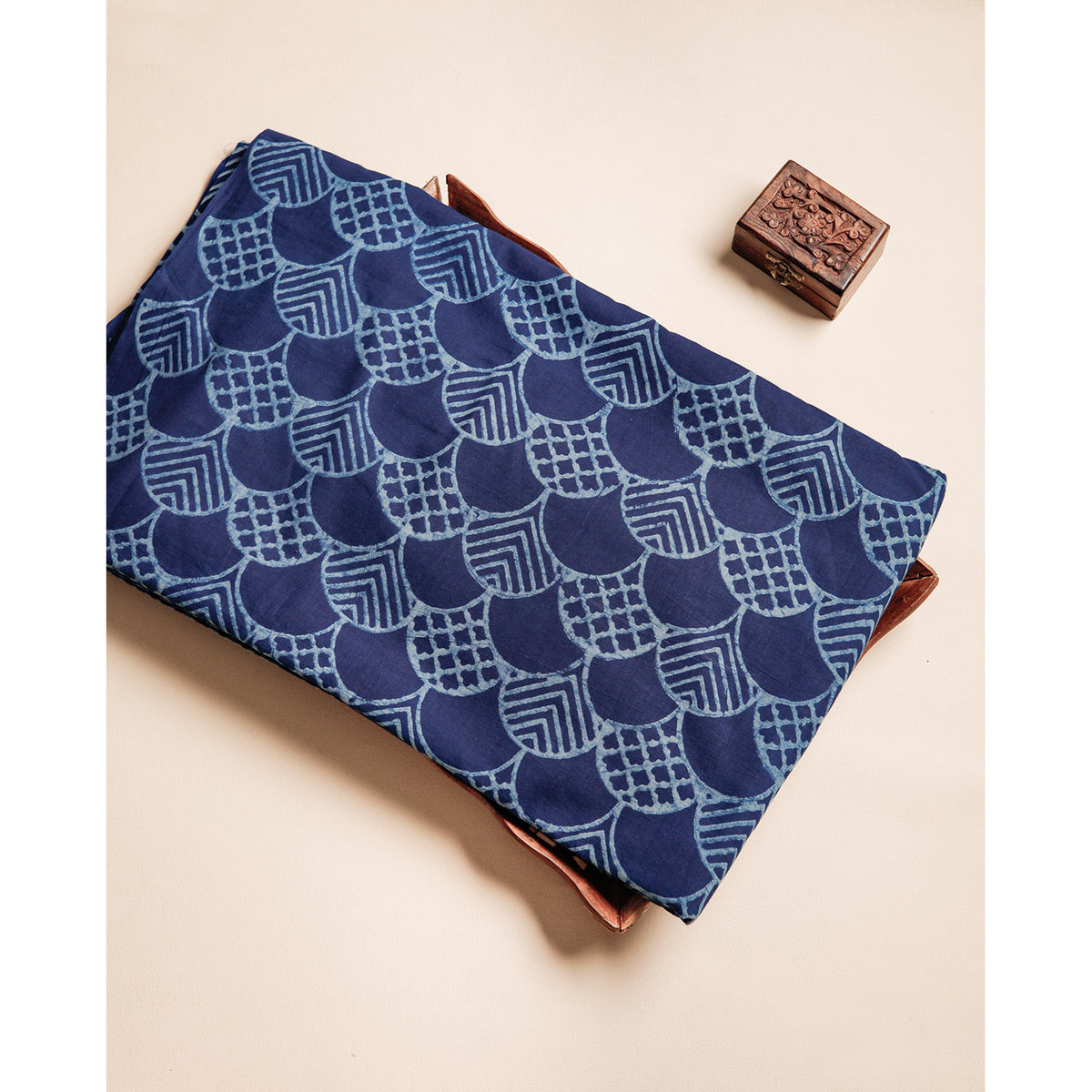 INDIGO HANDBLOCK PRINTED COTTON FABRIC