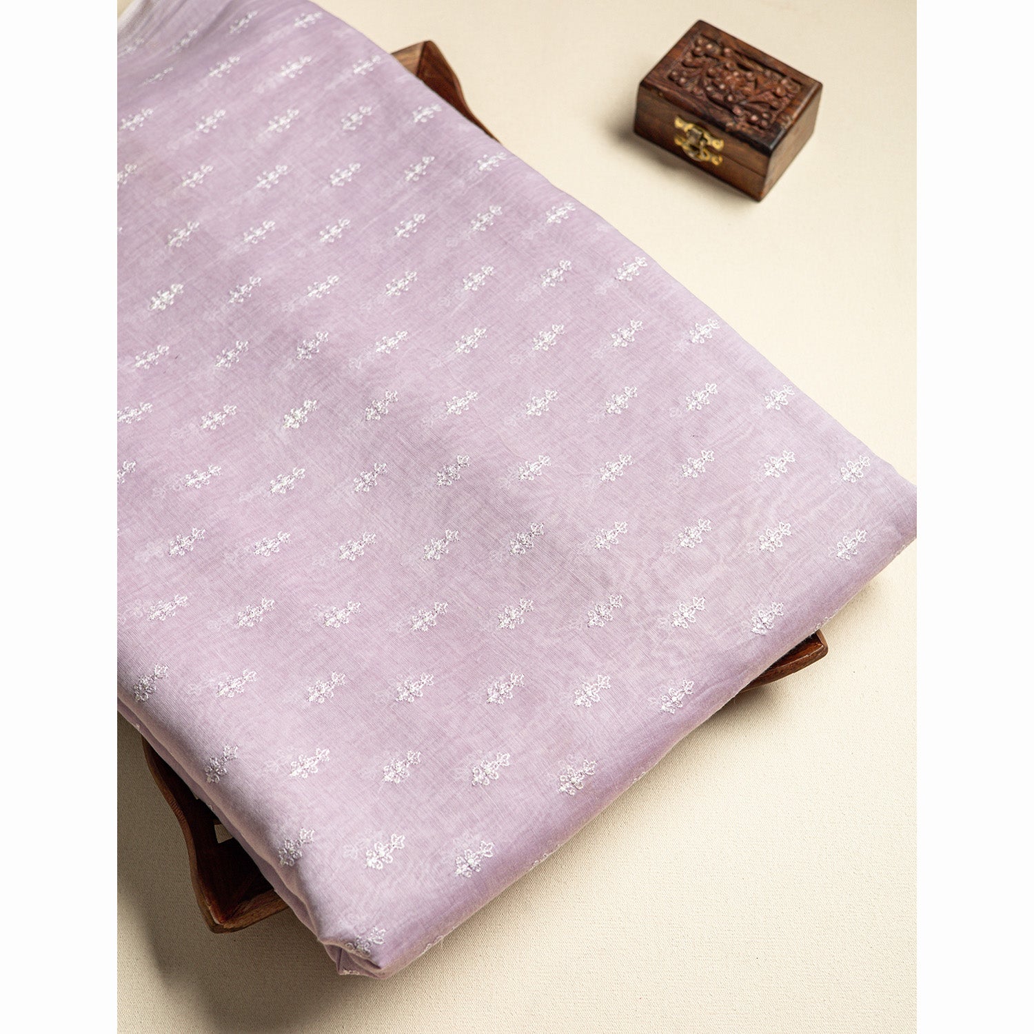 PURE MALAI CHANDERI EMBROIDERED FABRIC