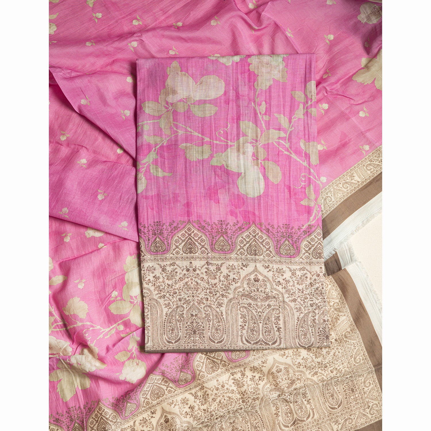 PURE MALAI CHANDERI SUIT SET
