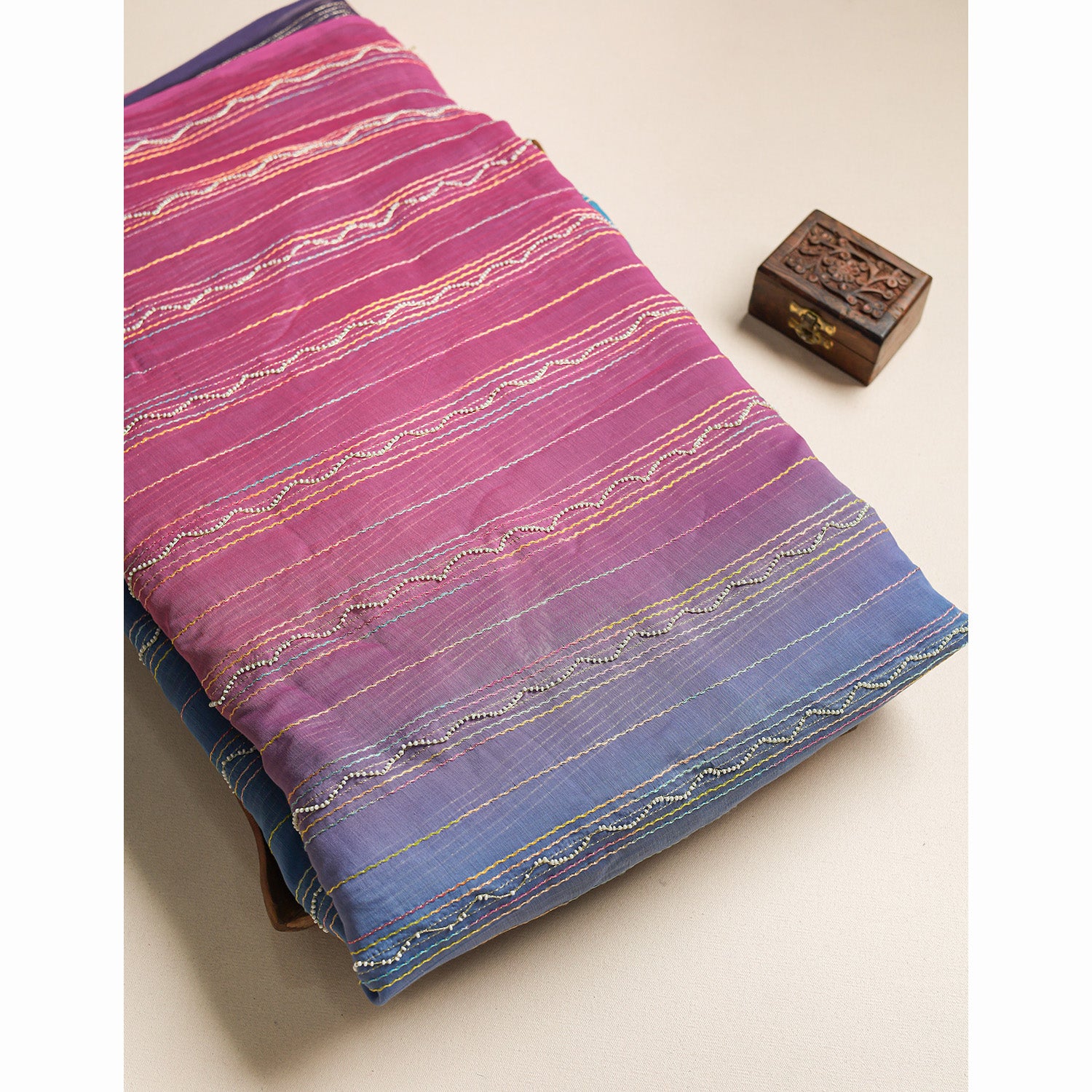 PURE MALAI CHANDERI EMBROIDERED FABRIC