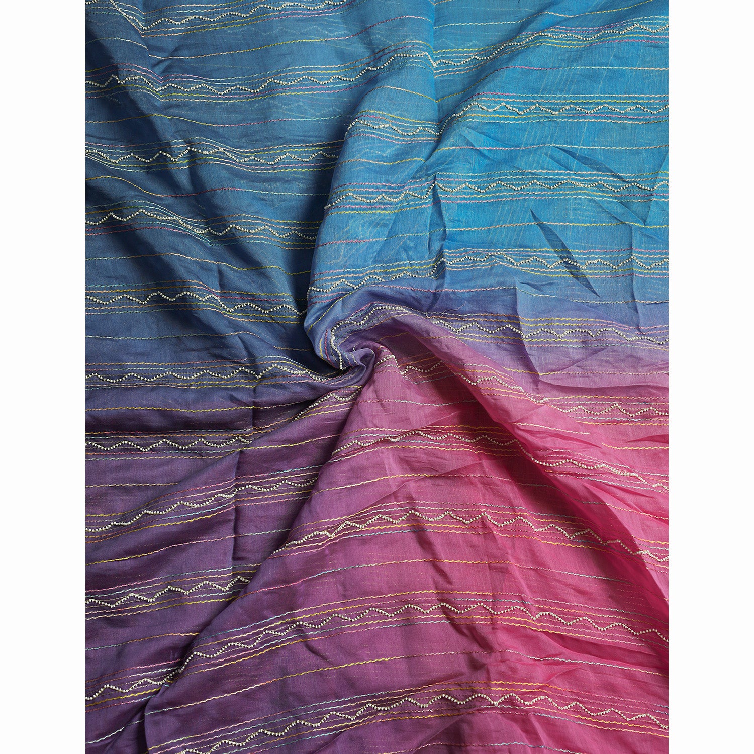 PURE MALAI CHANDERI EMBROIDERED FABRIC