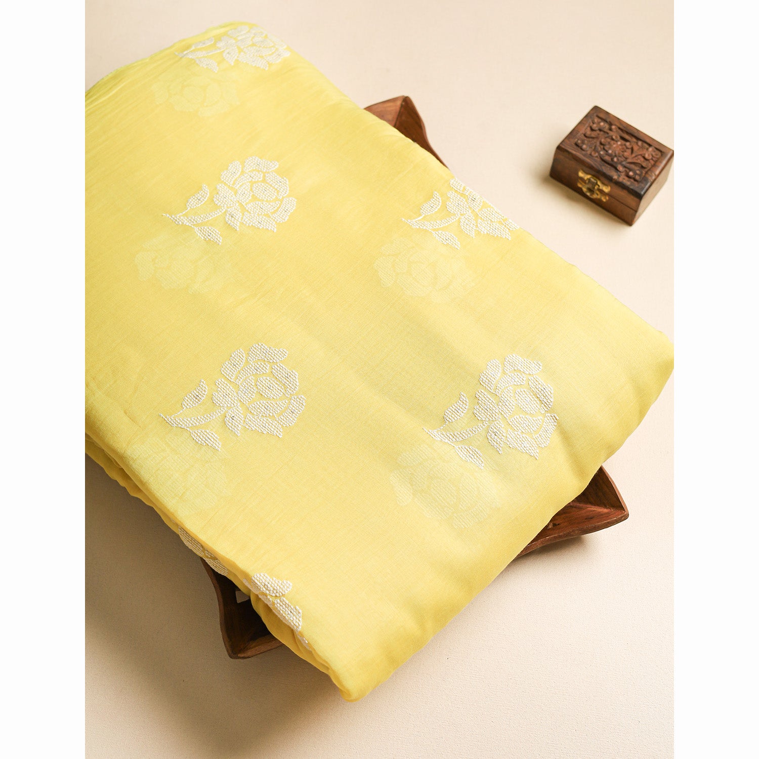 MALAI CHANDERI EMBROIDERED FABRIC