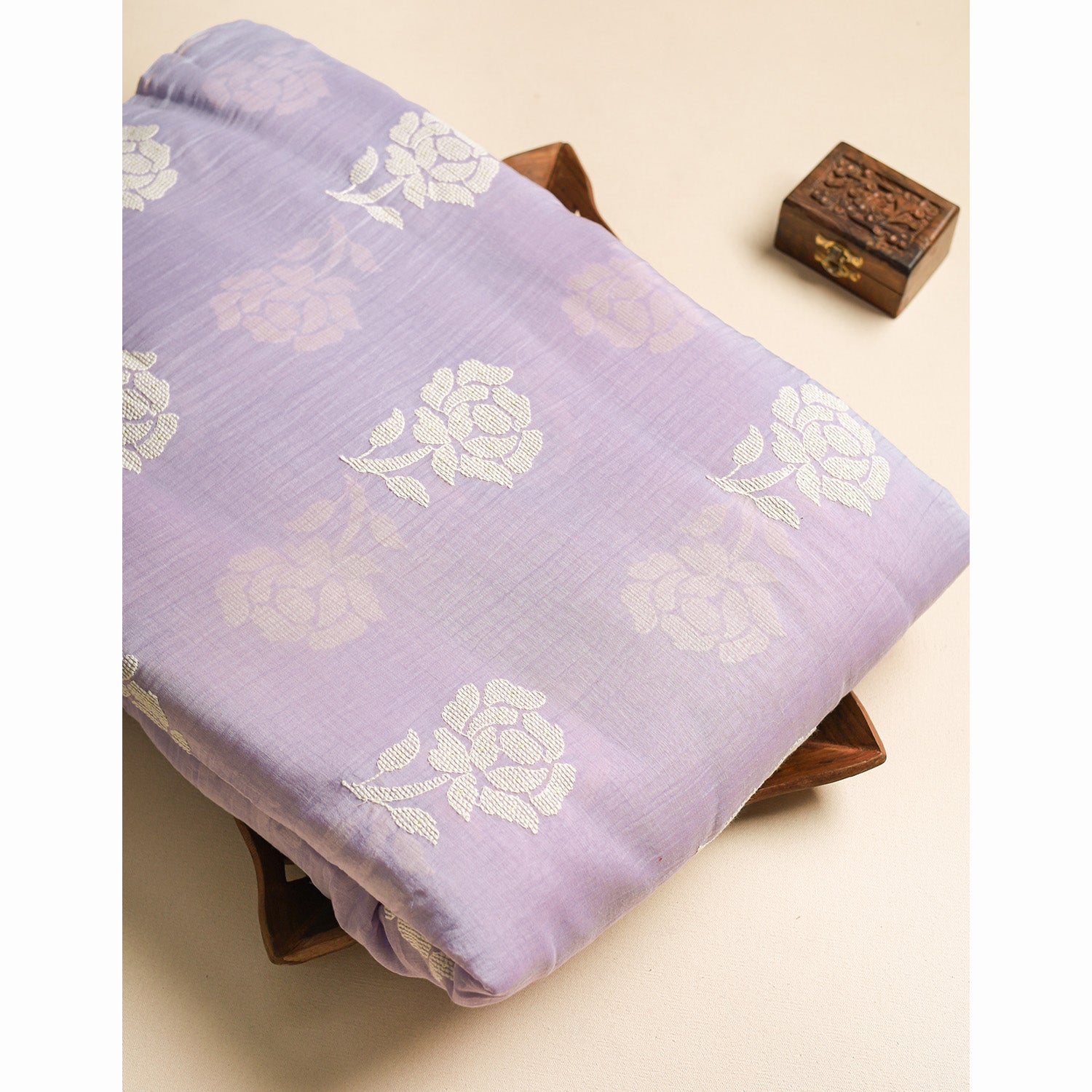 MALAI CHANDERI EMBROIDERED FABRIC