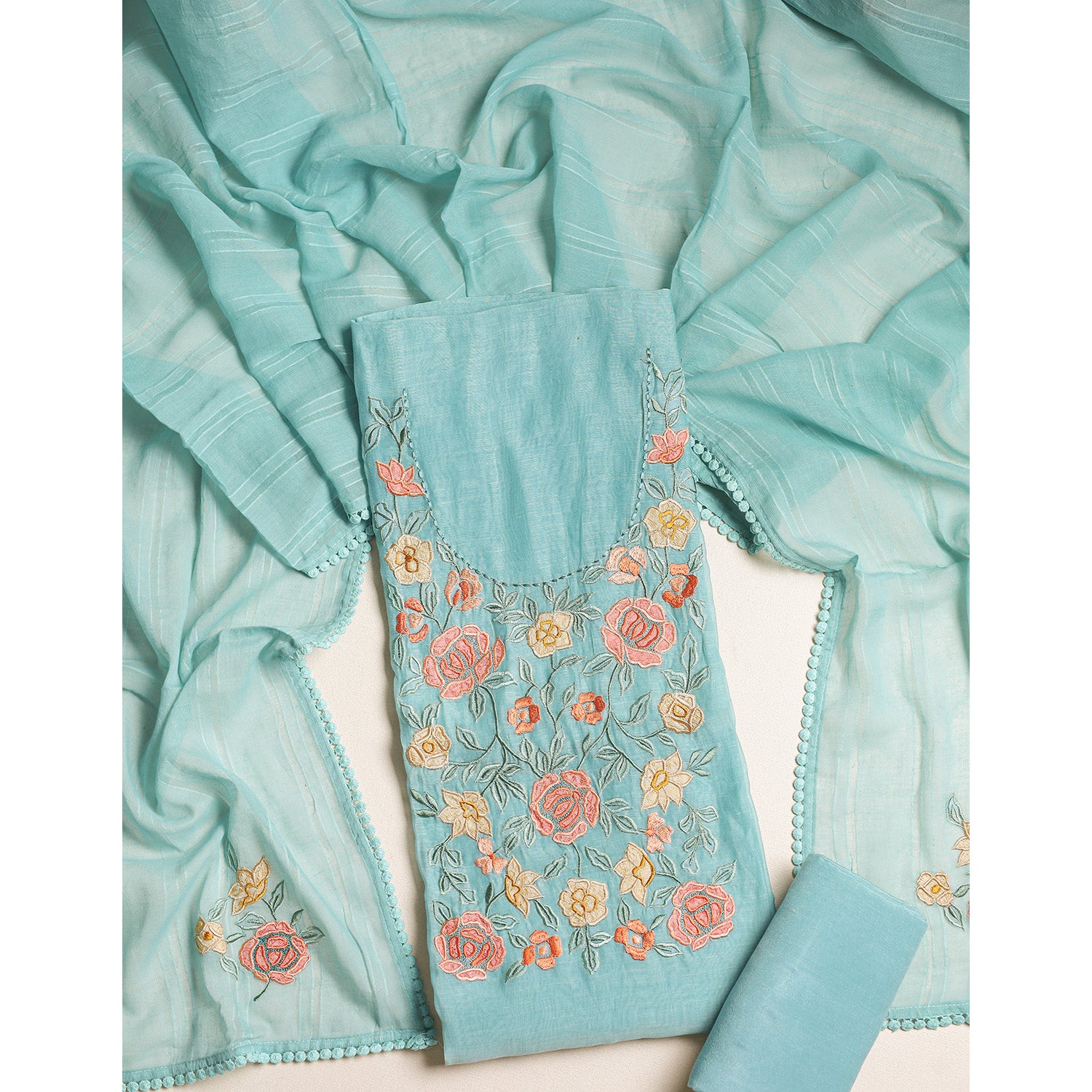 MALAI CHANDERI SUIT SET