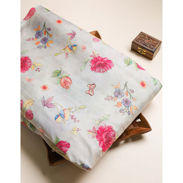 SEMI TUSSAR PRINTED FABRIC