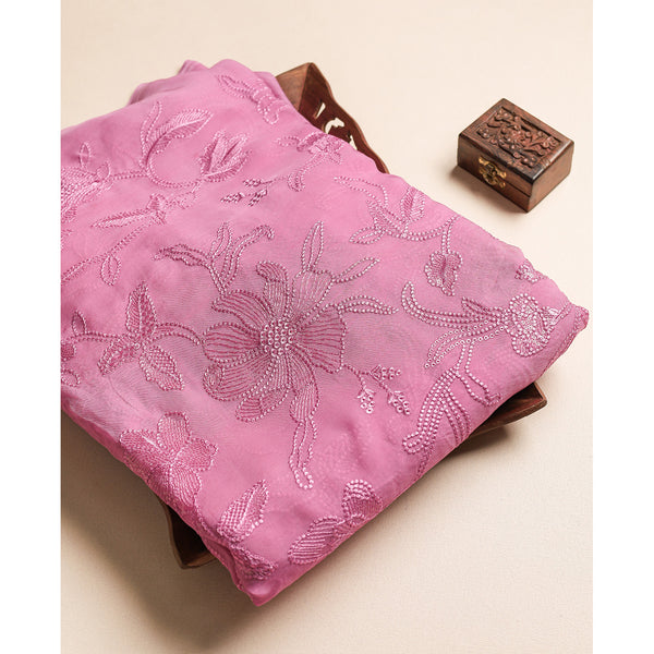 ORGANZA SILK EMBROIDERED FABRIC