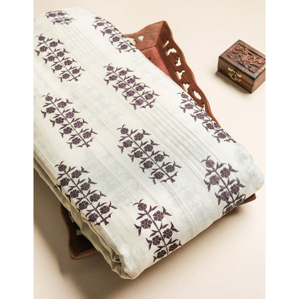 SEMI TUSSAR SLUB PRINTED FABRIC