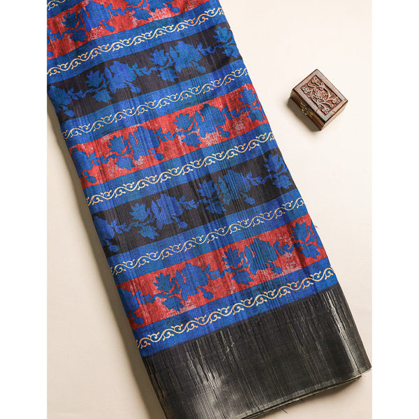 SEMI TUSSAR TEMPLE BORDER FABRIC