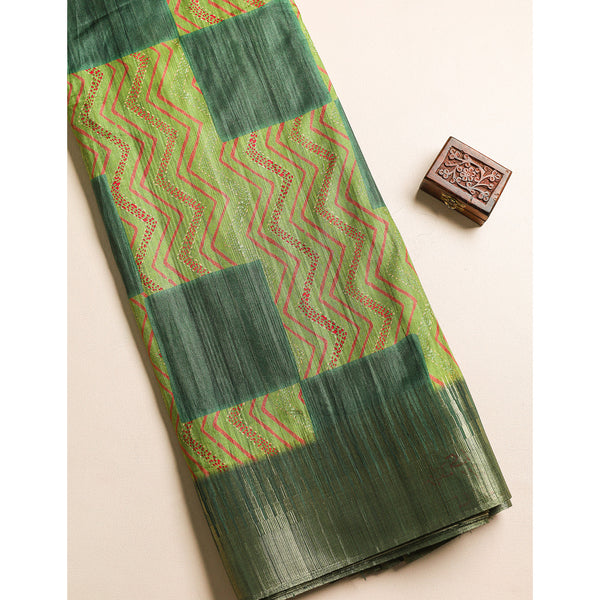 SEMI TUSSAR TEMPLE BORDER FABRIC