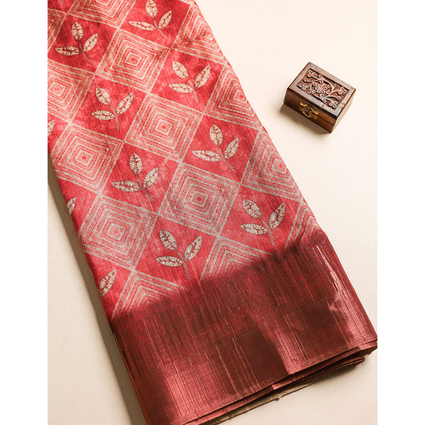 SEMI TUSSAR TEMPLE BORDER FABRIC