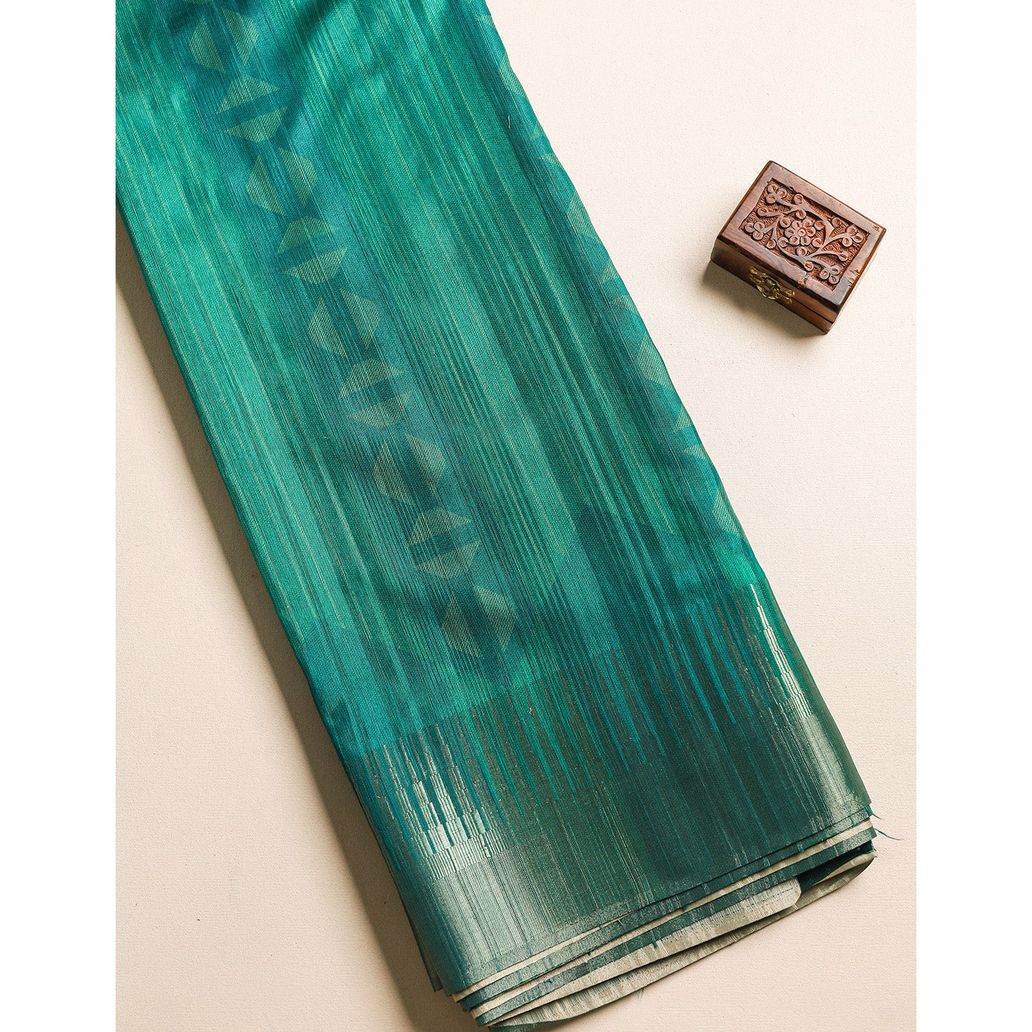 SEMI TUSSAR TEMPLE BORDER FABRIC