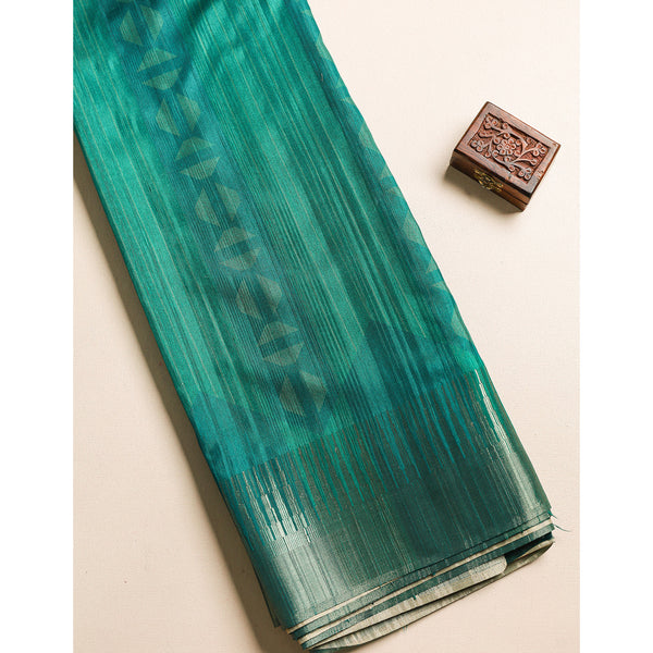 SEMI TUSSAR TEMPLE BORDER FABRIC