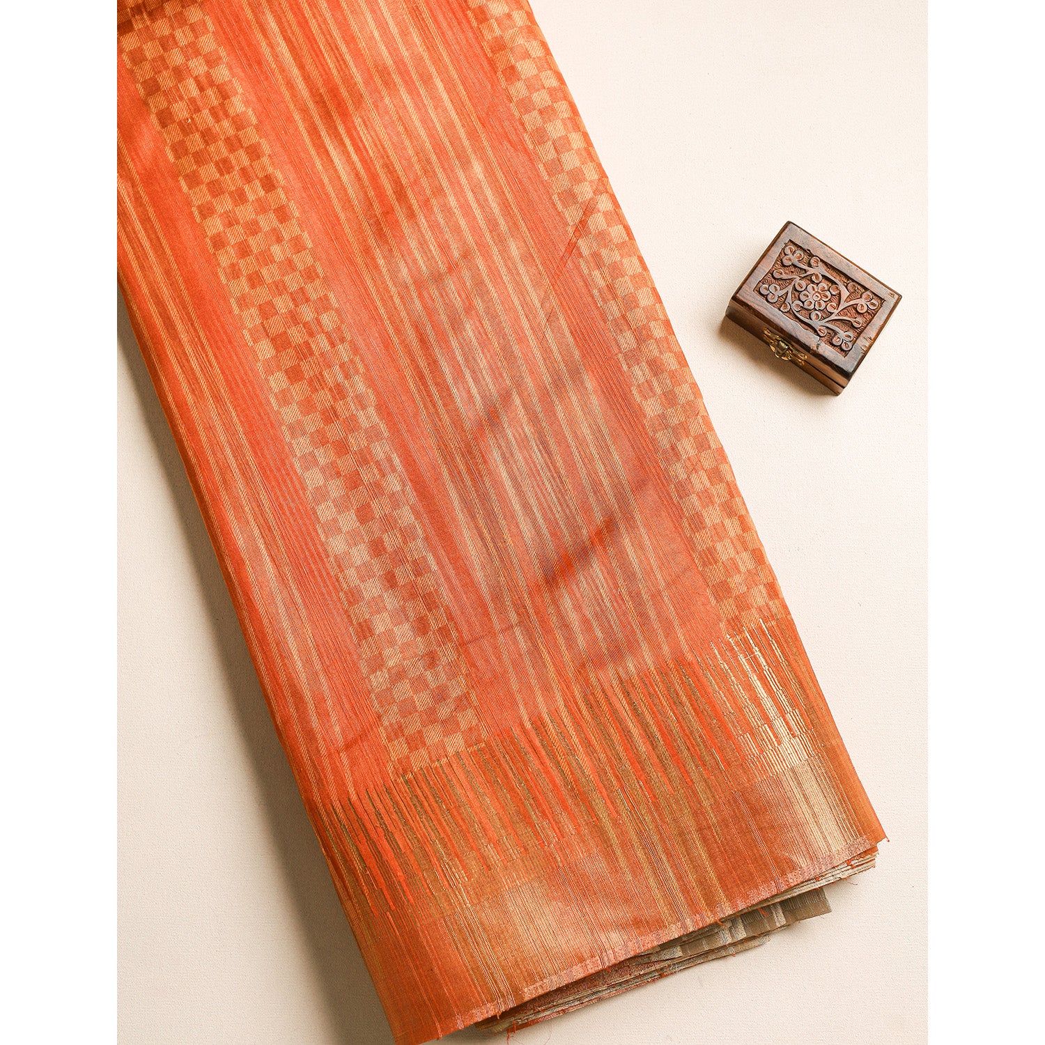 SEMI TUSSAR TEMPLE BORDER FABRIC