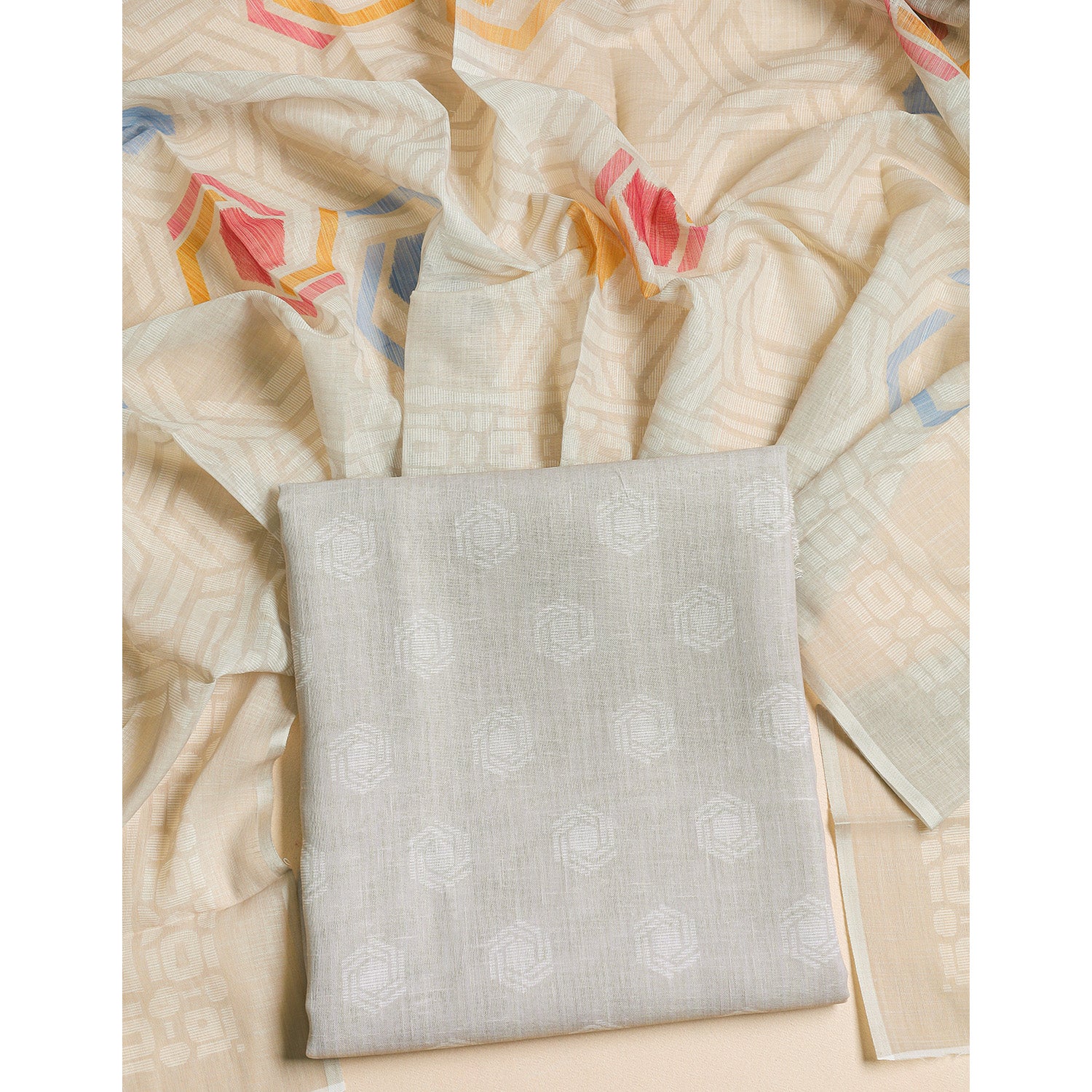 SEMI LINEN PRINTED 2 PIECE SUIT SET