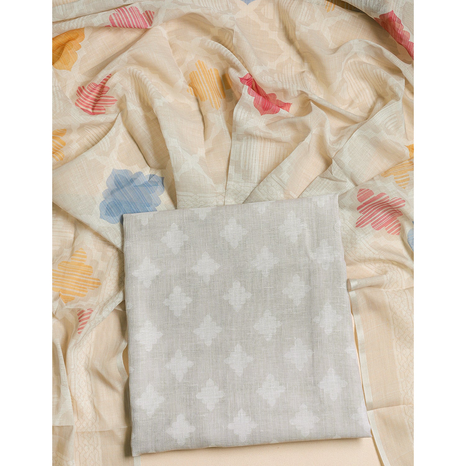 SEMI LINEN PRINTED 2 PIECE SUIT SET