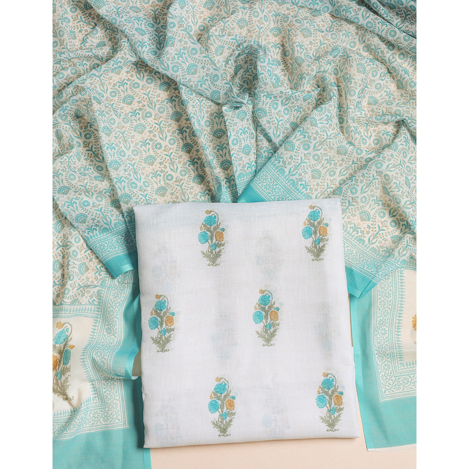 SEMI LINEN PRINTED 2 PIECE SUIT SET