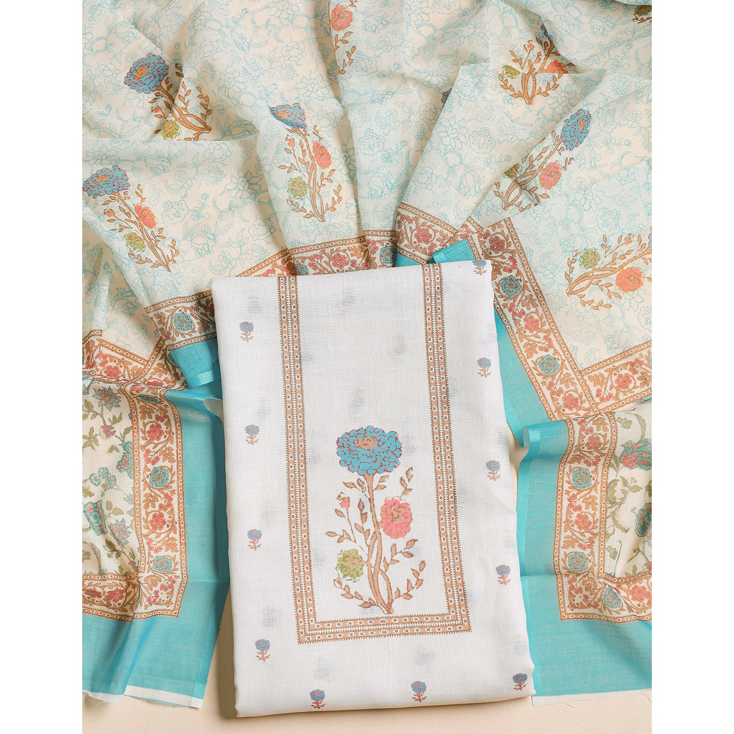 SEMI LINEN PRINTED 2 PIECE SUIT SET