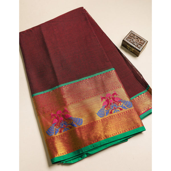 Handloom Cotton Narayanpet Zari Border Fabric