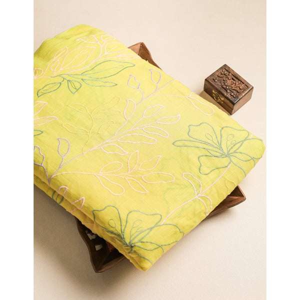 PURE COTTON SLUB EMBROIDERED FABRIC