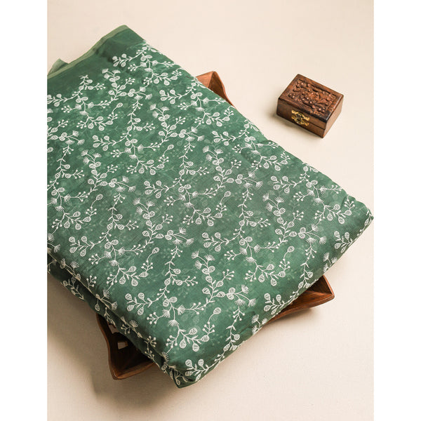 MUL CHANDERI EMBROIDERED FABRIC