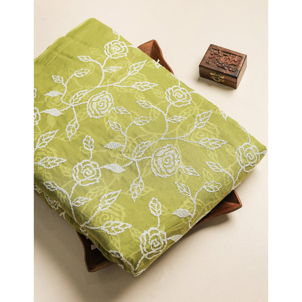 MALAI CHANDERI EMBROIDERED FABRIC