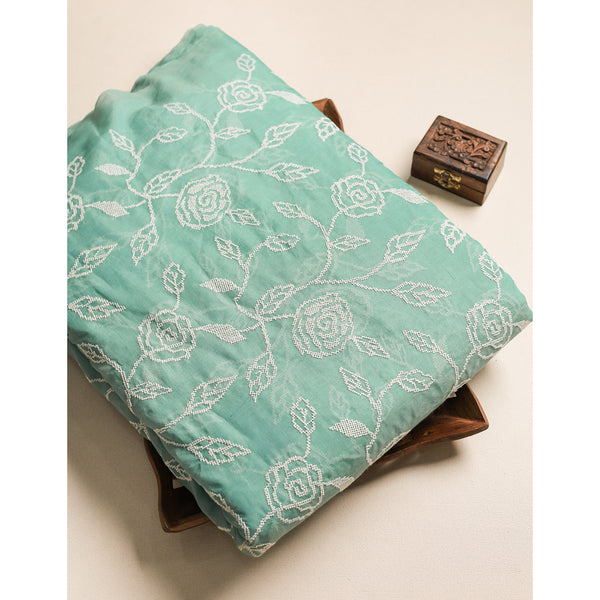 MALAI CHANDERI EMBROIDERED FABRIC