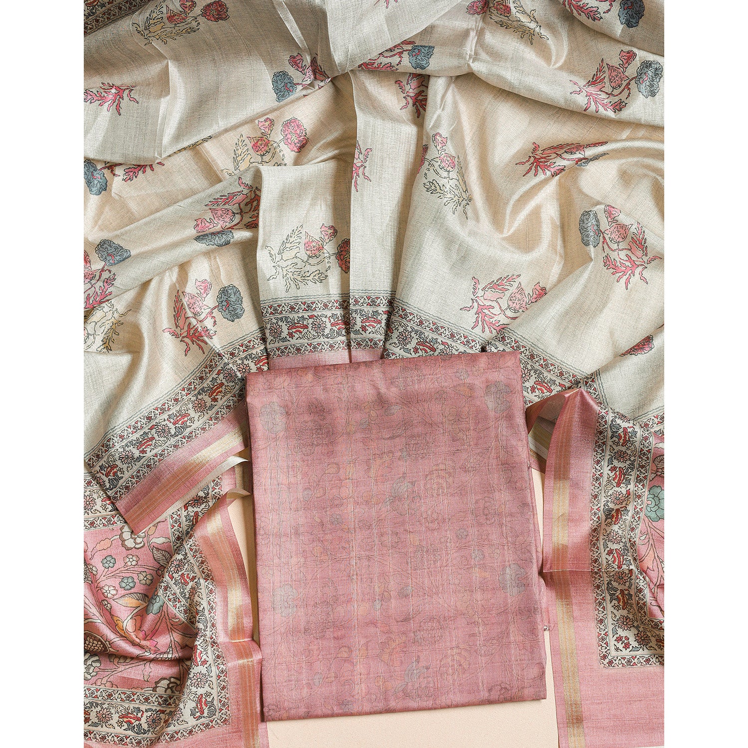 SEMI TUSSAR 2 PIECE SUIT SET