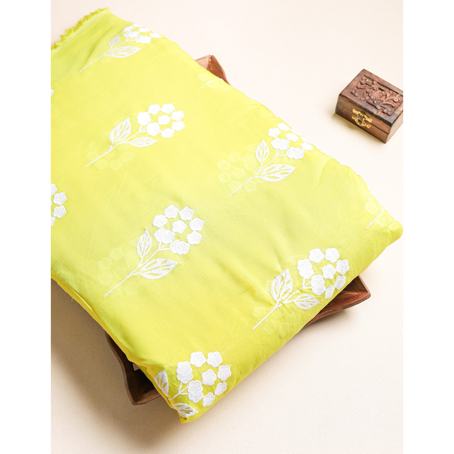 MALAI CHANDERI EMBROIDERED FABRIC